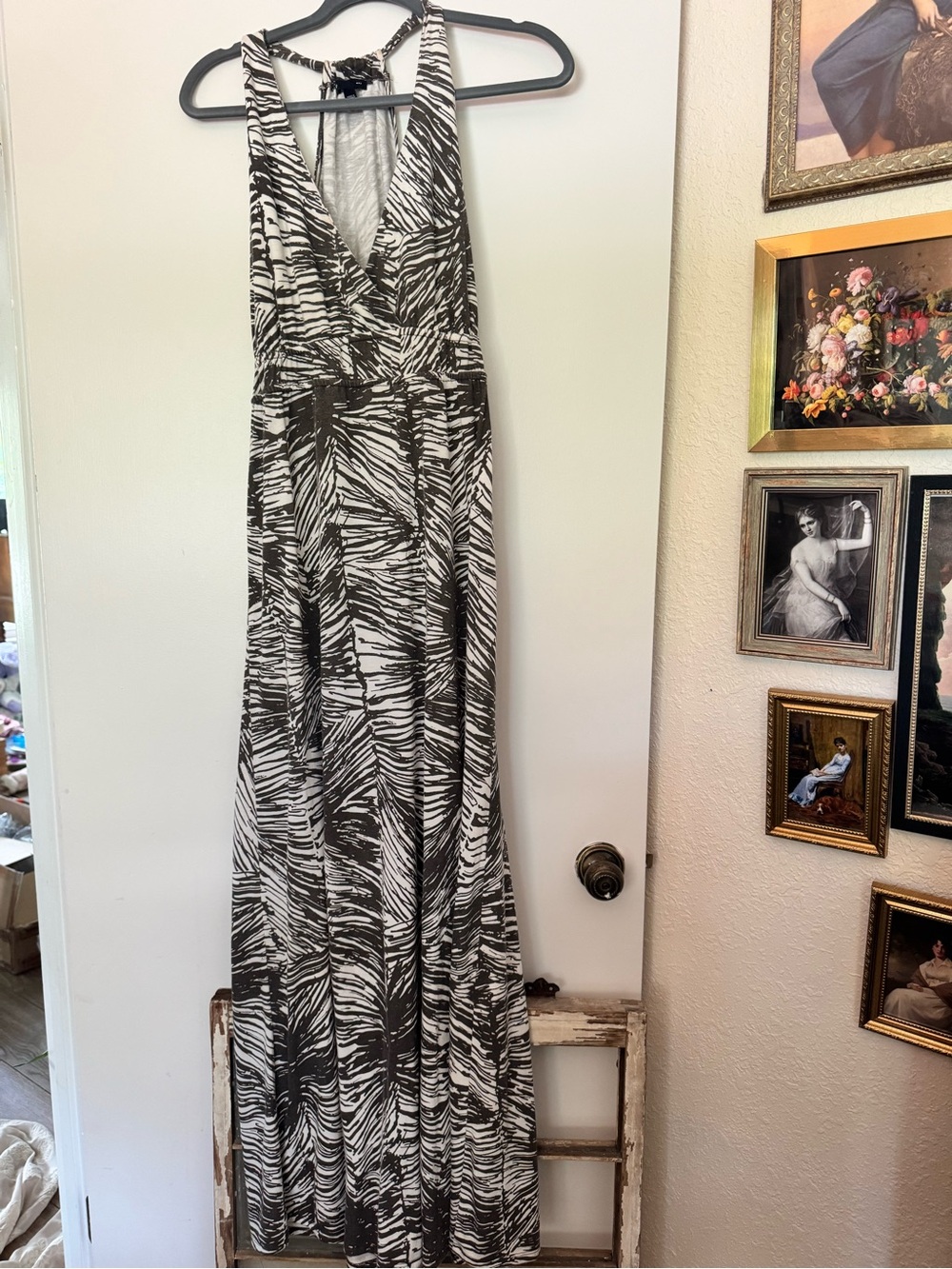 GAP Black & White Zebra Print Maxi Dress L